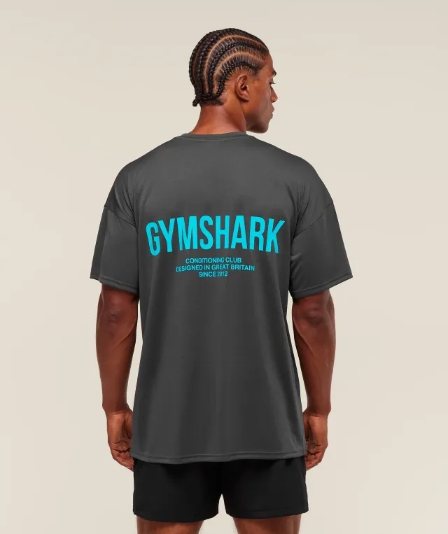  Conditioning Club Oversized T-Shirt - Onyx Grey/Brand Blue