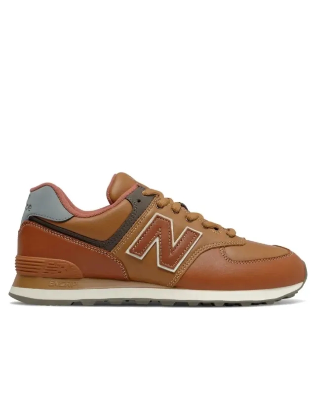 New Balance Men's 574 in Brown/Orange Leather