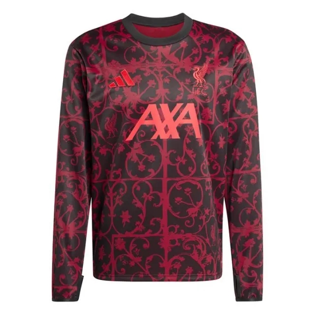 LFC adidas Mens 25/26 Long Sleeve Pre-Match Jumper Black
