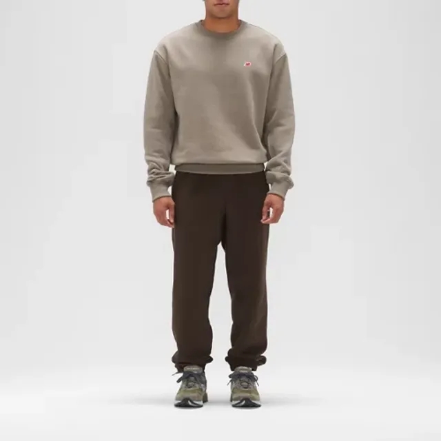 New Balance Men's Made in USA Core Crewneck Sweatshirt in Brown Cotton Fleece