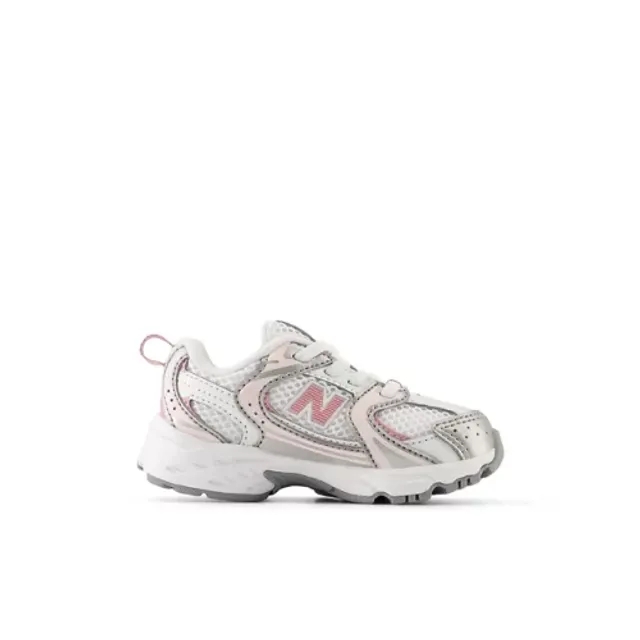 New Balance Infants' 530 BUNGEE in Grey/Pink Synthetic