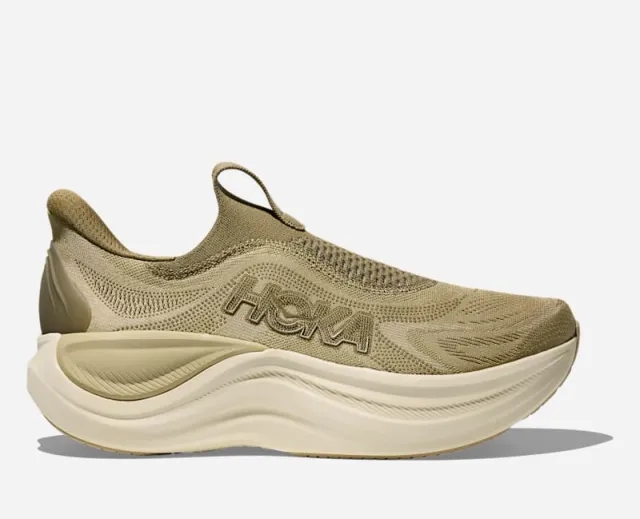 Hoka Men's Skyward Laceless Recovery Shoes In Grassland/Wild Mushroom