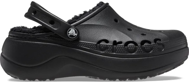 Crocs | Women | Baya Platform Lined | Clogs | Black | 3