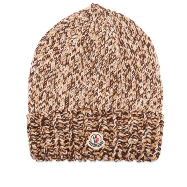 Moncler Women's Wool Beanie Hat Medium Brown