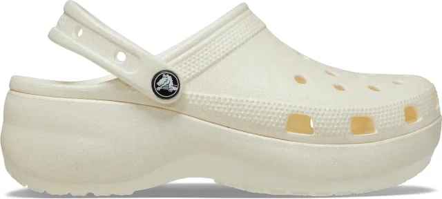Crocs | Women | Classic Platform Glitter | Clogs | Chalk | 3