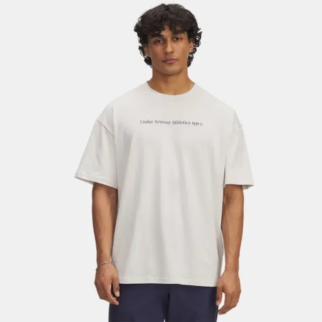 Under Armour  Running Shoe Heavyweight Men's Oversized Short Sleeve Summit White / Nu Blue L