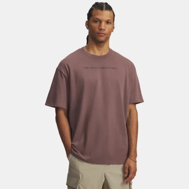 Under Armour  Running Shoe Heavyweight Men's Oversized Short Sleeve Sierra Taupe / Kona Brown L
