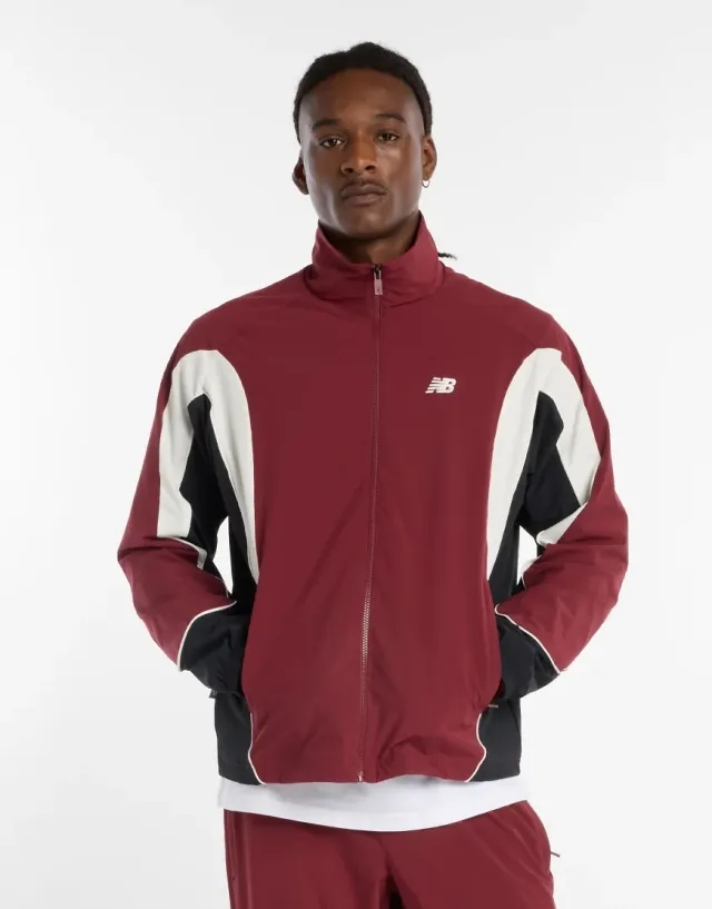 New Balance In Game Woven Track Jacket In Monarch Burgundy-Red