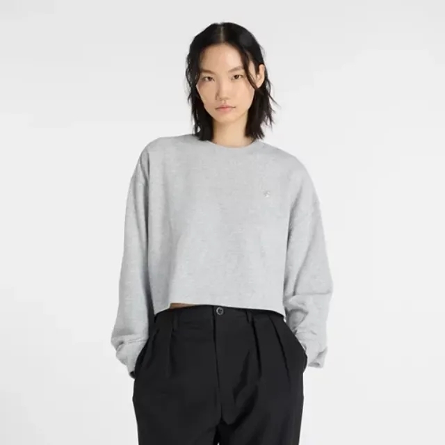 New Balance Women's Coastal Fleece Crew in Grey Cotton Fleece