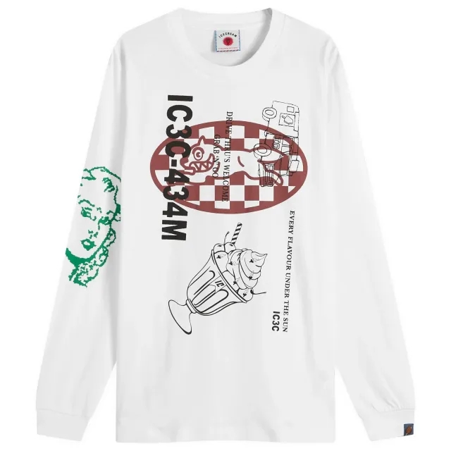 ICECREAM Men's Multi Graphic Long Sleeve T-Shirt White