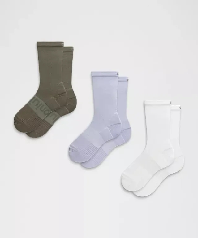 lululemon – Unisex Power Stride Crew Socks 3 Pack – Color Blue/White/Green – Size L