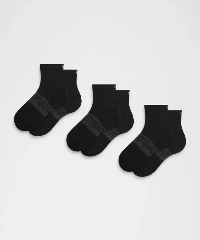 lululemon – Unisex Power Stride Ankle Socks 3 Pack – Color Black – Size L