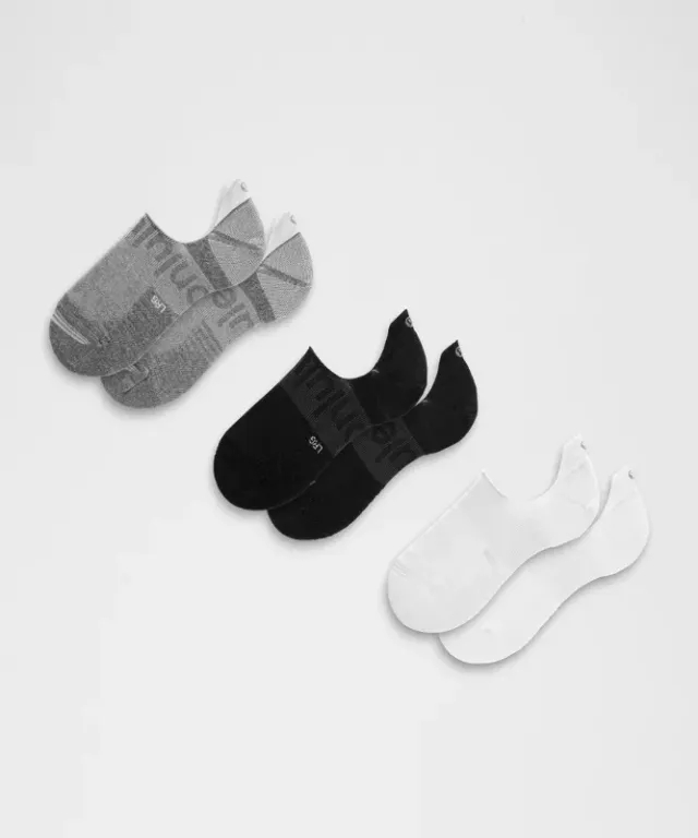lululemon – Unisex Power Stride No-Show Socks 3 Pack – Color White/Grey/Black – Size L