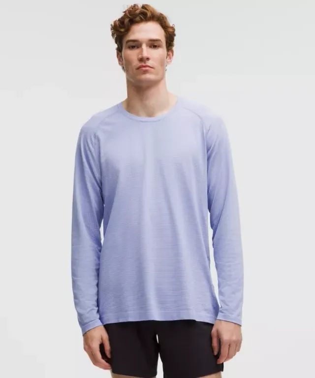 lululemon – Men's Metal Vent Tech Long-Sleeve Shirt – Color Blue/Purple/Pastel – Size M