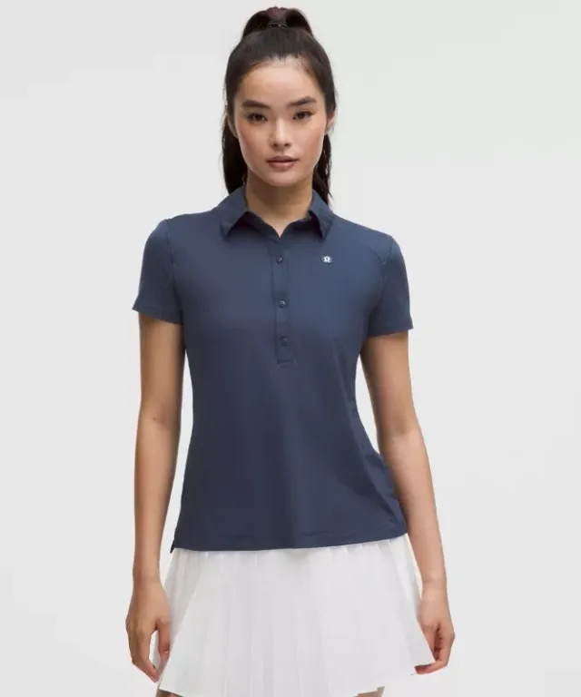 lululemon – Women's Quick-Dry Short-Sleeve Polo Shirt Straight Hem – Color Blue – Size 0