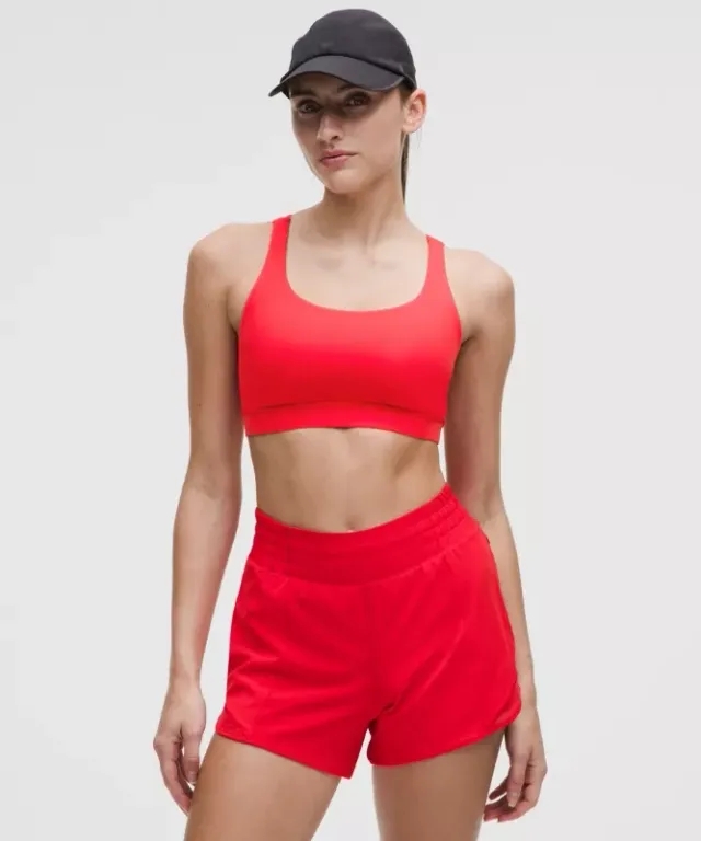 lululemon – Women's Energy Sports Bra Medium Support, B-D Cups – Color Red/Neon – Size 10