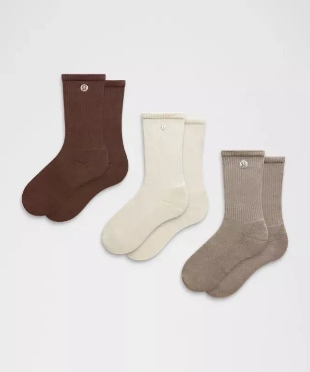 lululemon – Unisex Daily Essential Crew Socks 3 Pack – Color Grey/Brown – Size L