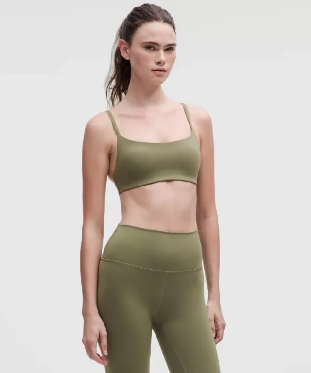lululemon – Women's Wunder Train Strappy Racer Sports Bra Light Support, A/B Cup – Color Green – Size 10