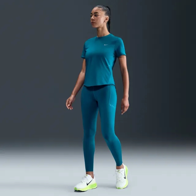 Nike Swift Women's High-Waisted 7/8 Running Leggings with Pockets - Blue - Internal Drawcord