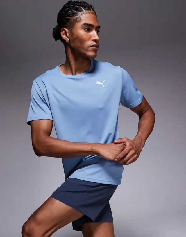 Puma Tad Essential Poly Texture T-Shirt In Blue