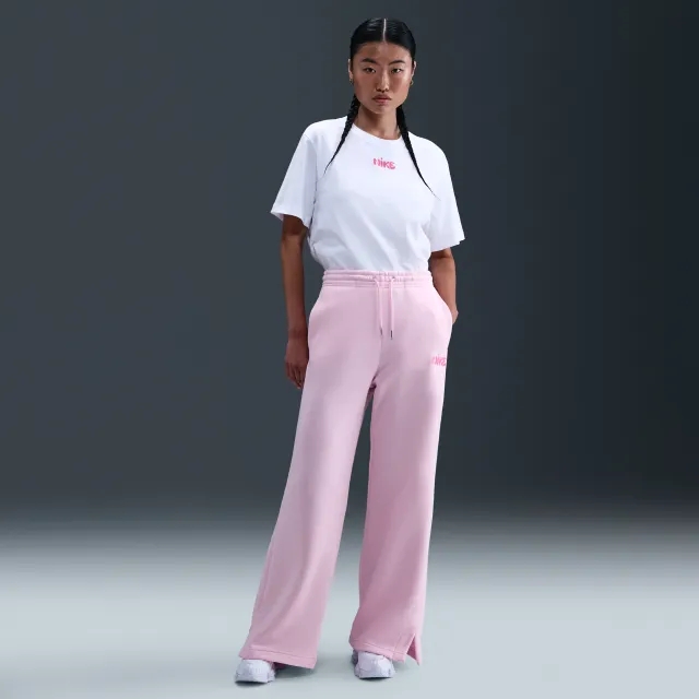 Nike Sportswear Phoenix Fleece Women's High-Waisted Tracksuit Bottoms - Pink - Cotton/Polyester