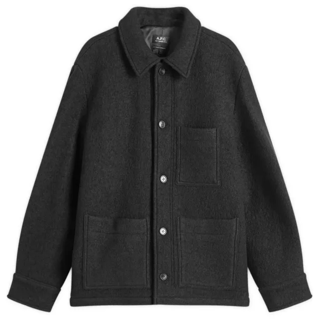 A.P.C. Men's Emile Felted Wool Chore Jacket Black