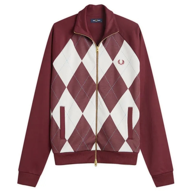 Fred Perry Men's Argyle Track Jacket Oxblood