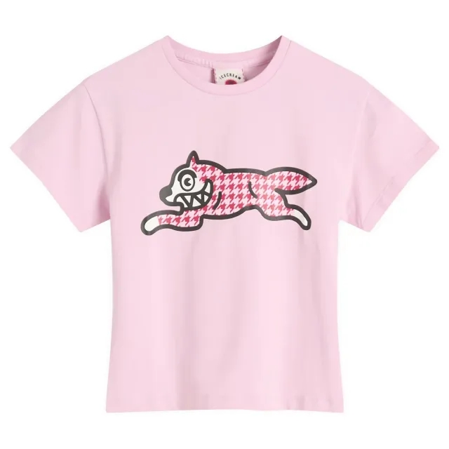 ICECREAM Women's Houndstooth Running Dog Baby T-Shirt Pink