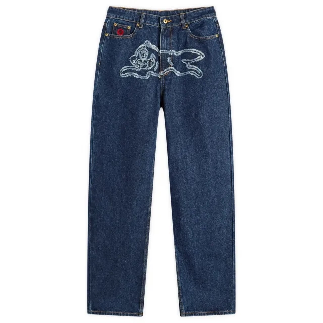ICECREAM Women's Applique Running Dog Denim Pants Indigo