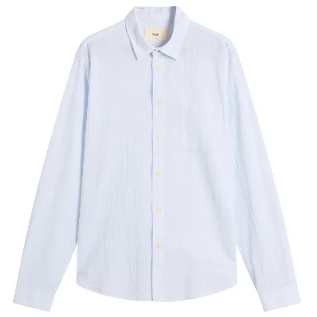 Folk Men's Relaxed Fit Shirt Blue Microstripe