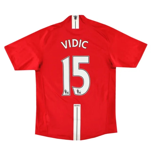 2007-08 Manchester United Nike Home Shirt Vidic #15 S - Manchester United / Excellent 