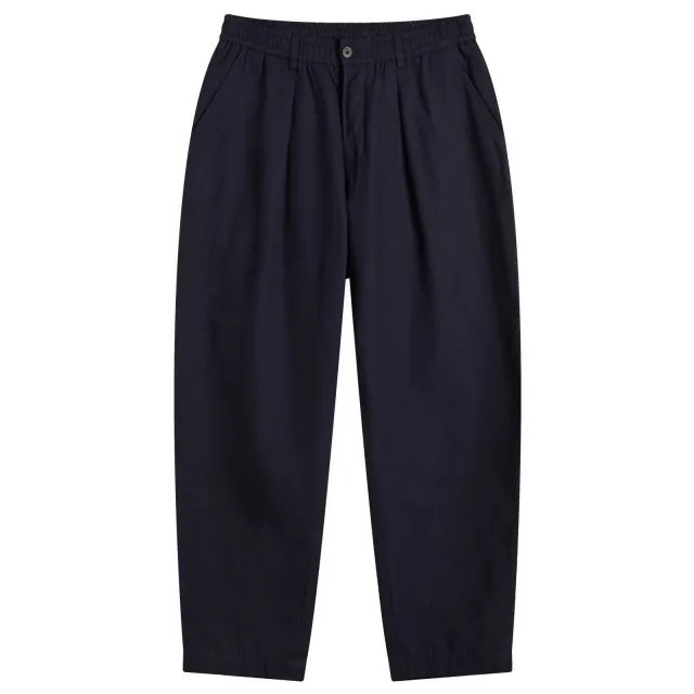 Universal Works Men's Brushed Moleskin Pleated Track Pant Navy