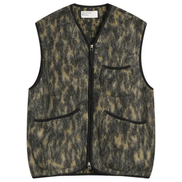 Universal Works Men's Dolce Fleece Zip Gilet Charcoal