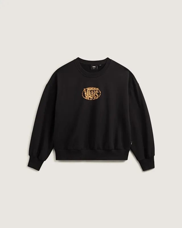 Vans - Leopard Oval Crew Sweatshirt, Woman, Black