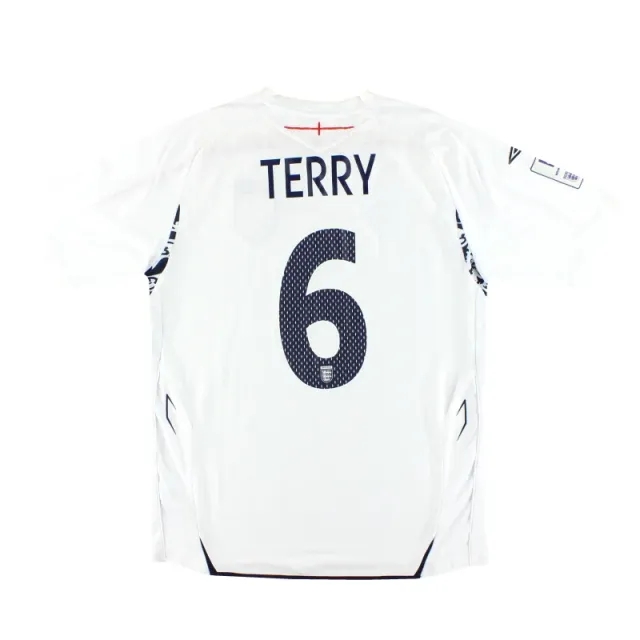 2007-09 England v Brazil Umbro Home Shirt Terry #6 L - England / Excellent 