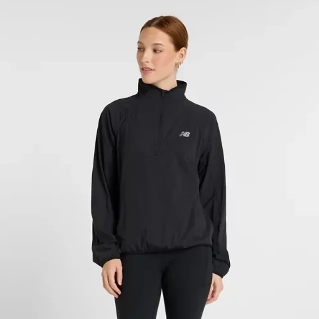 New Balance Women's Ultra Light Half Zip in Black Polywoven