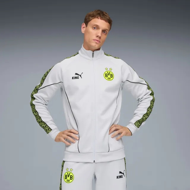 PUMA Borussia Dortmund King Anthem Jacket Men, Silver Mist/Yellow Alert, size 3XL