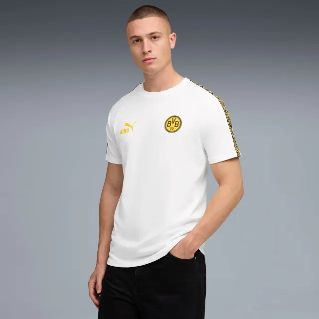 PUMA Borussia Dortmund King T-Shirt Men, White/Yellow Sizzle, size 3XL