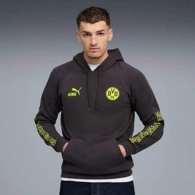 PUMA Borussia Dortmund King Hoodie Men, Flat Dark Grey/Yellow Alert, size 3XL