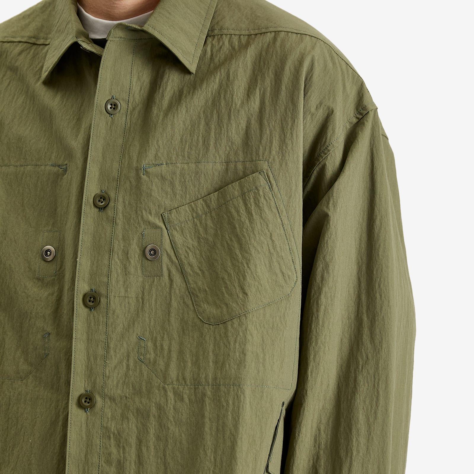 Poliquant Men's In-Outside Pockets Oversized CPO Shirt Jacket Olive