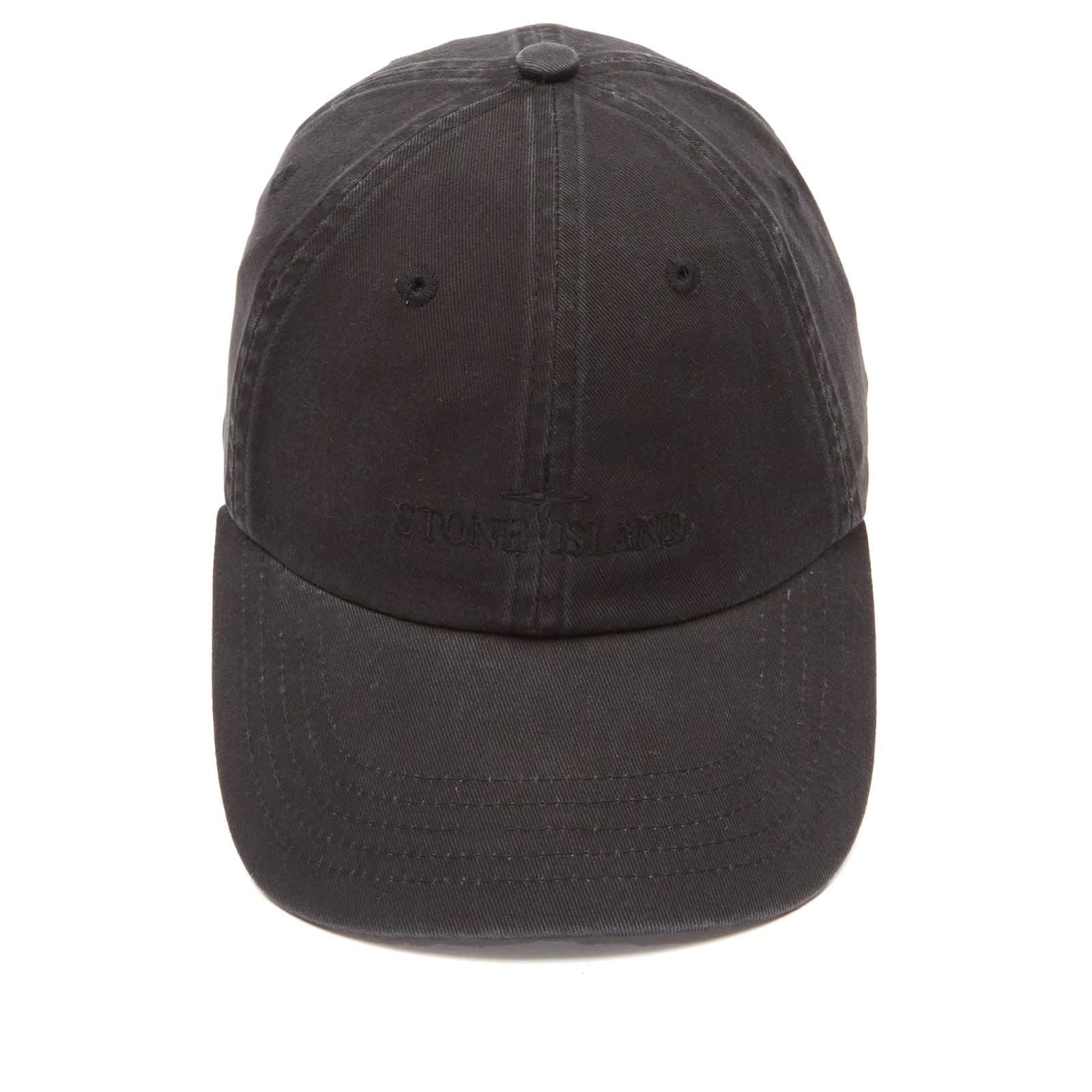 Stone Island Men's Washed Gabardine Logo Cap Black