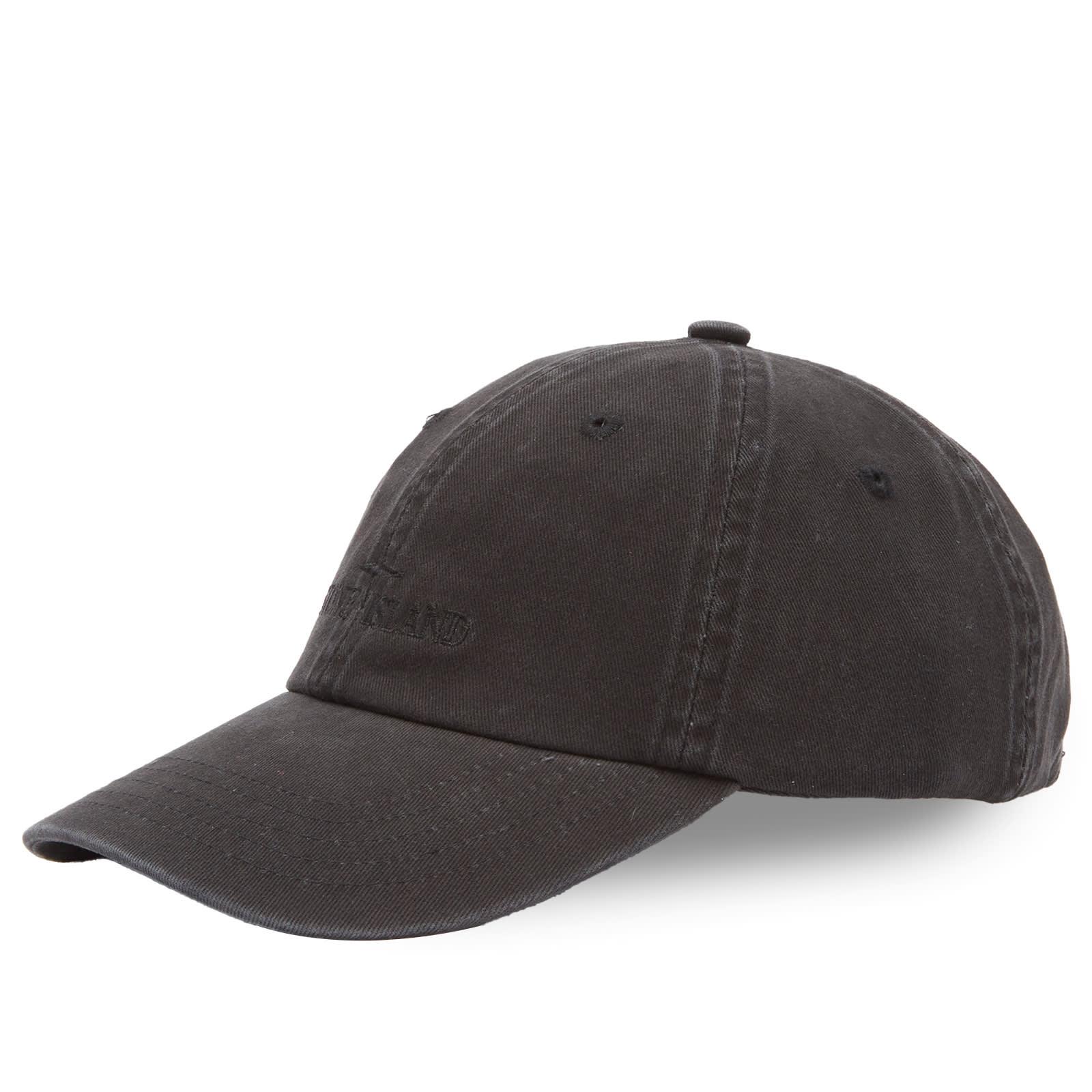Stone Island Men's Washed Gabardine Logo Cap Black