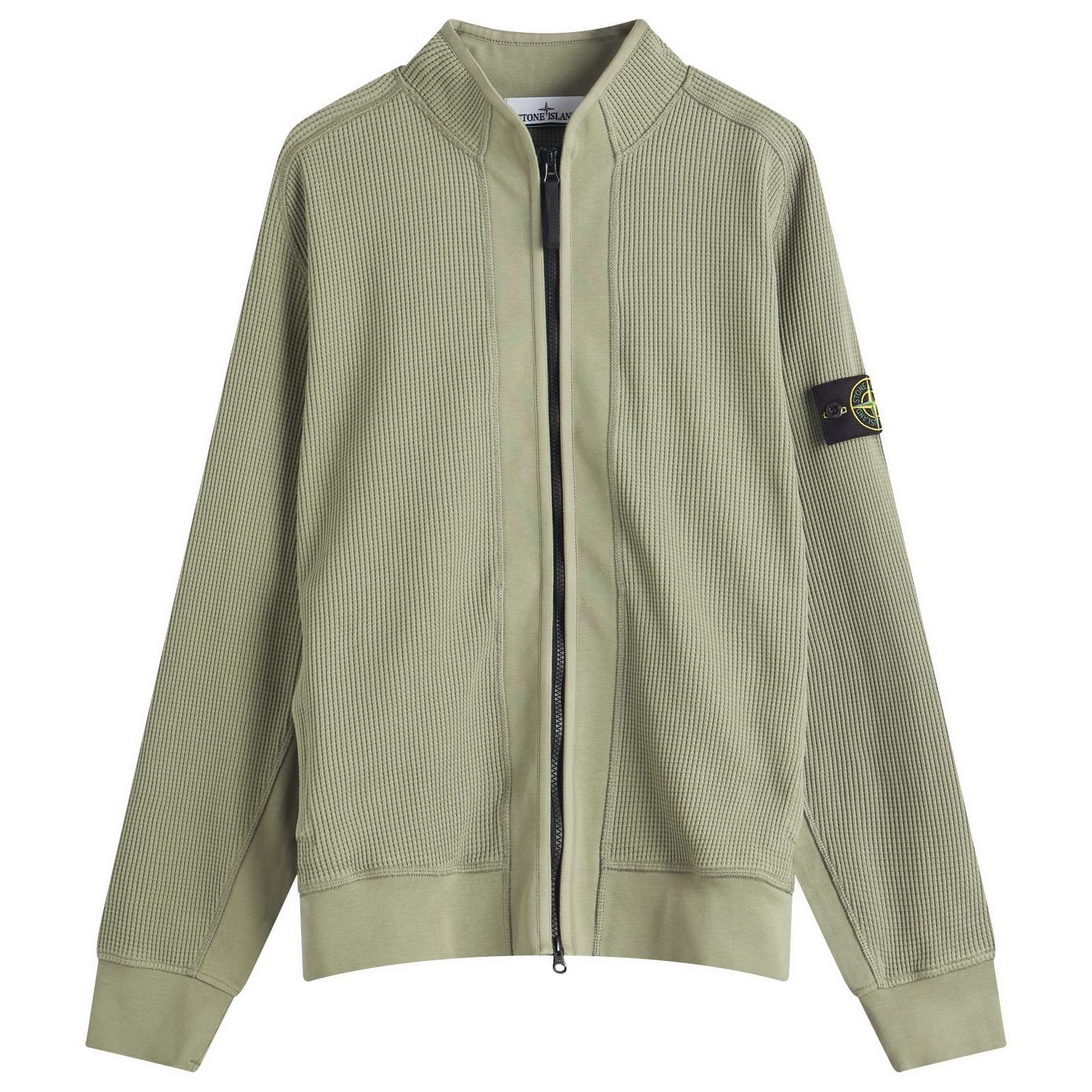 Stone Island Men's Waffle Full Zip Sweatshirt Sage