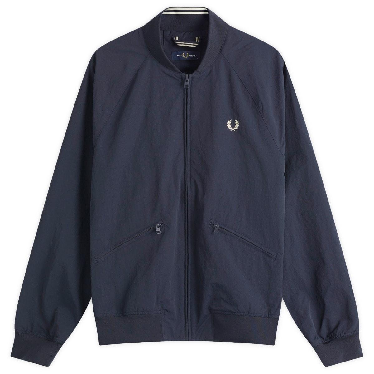 Fred Perry Men's Textured Tennis Bomber Jacket Navy