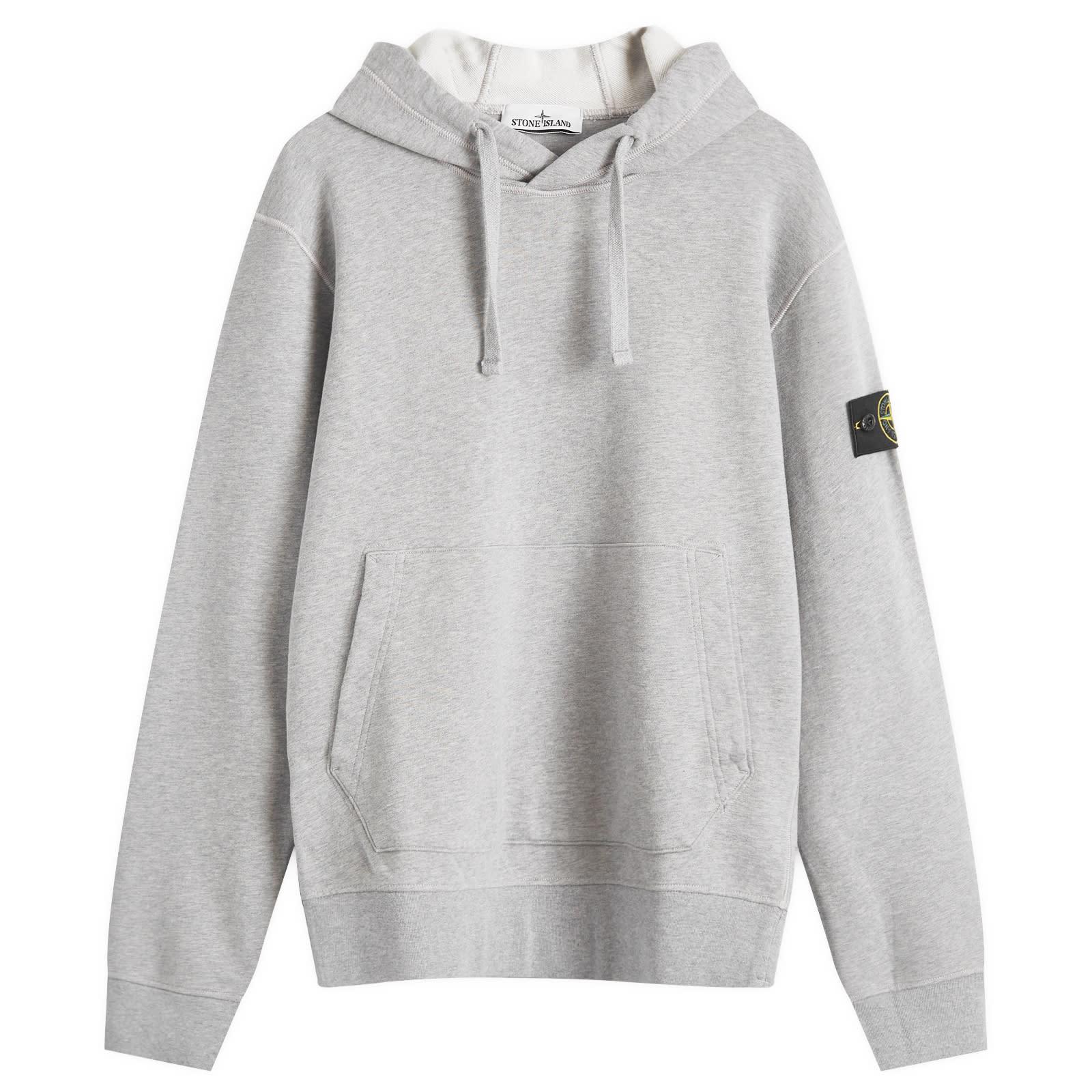 Stone Island Men's Cotton Fleece Garment Dyed Hoodie Melange Grey