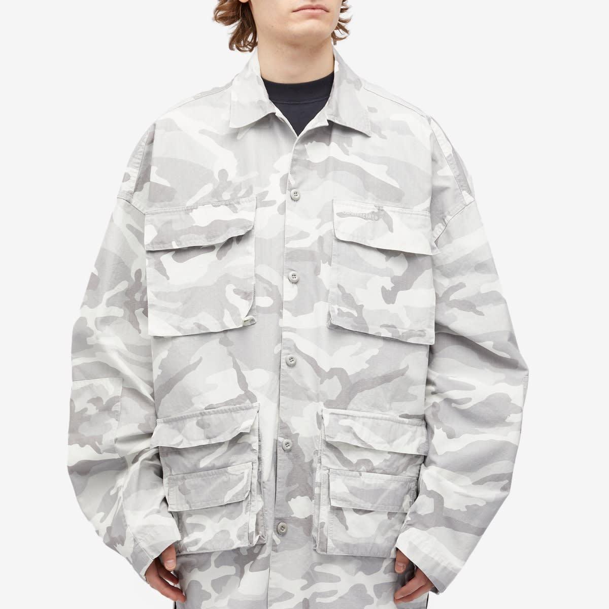 Balenciaga Men's Camo Cargo Shirt Jacket Light Grey
