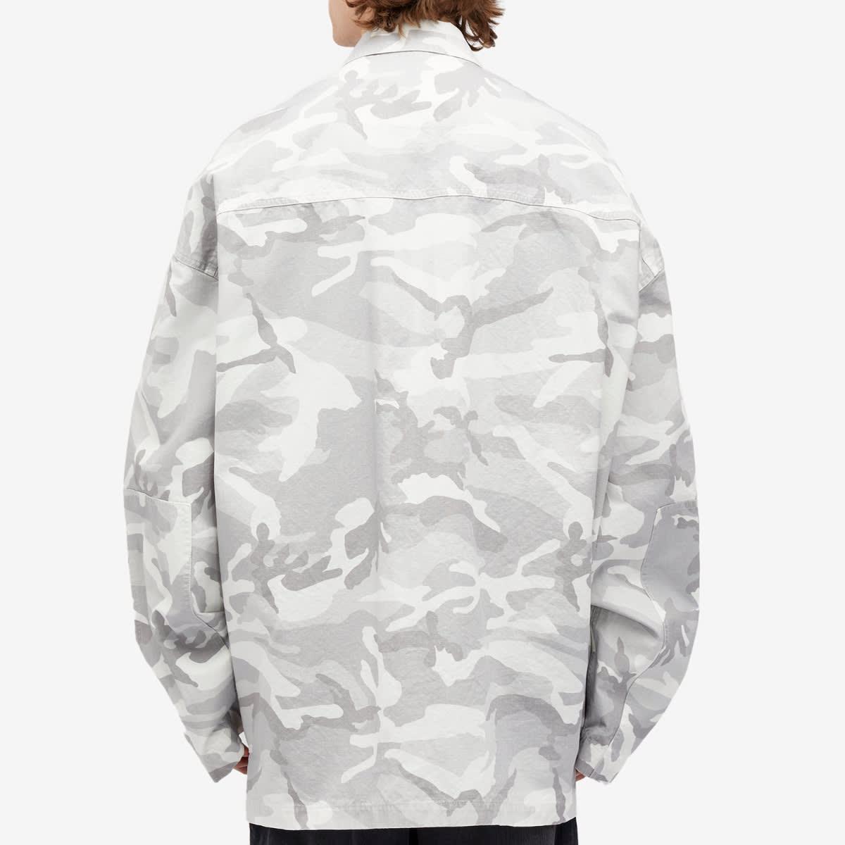 Balenciaga Men's Camo Cargo Shirt Jacket Light Grey