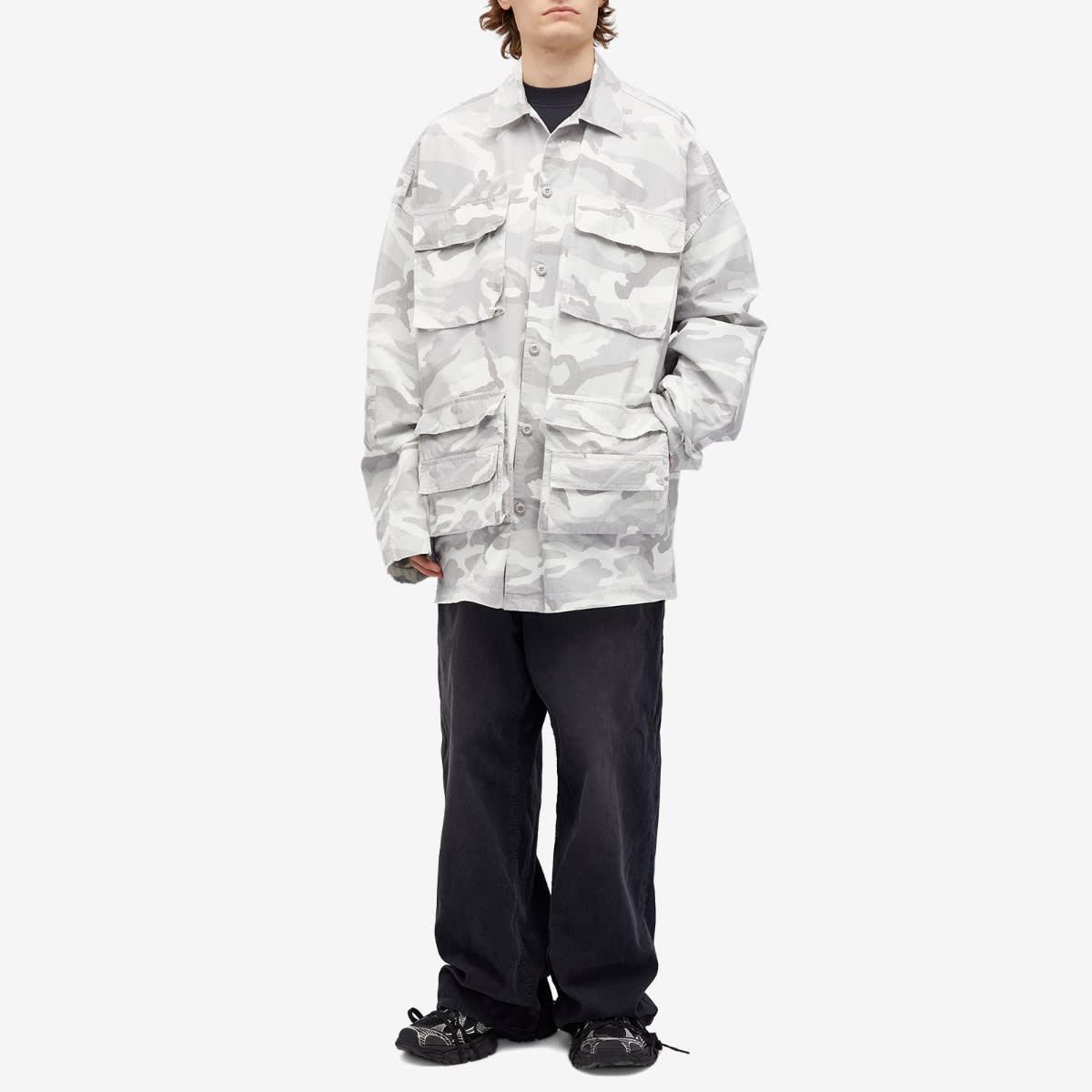 Balenciaga Men's Camo Cargo Shirt Jacket Light Grey