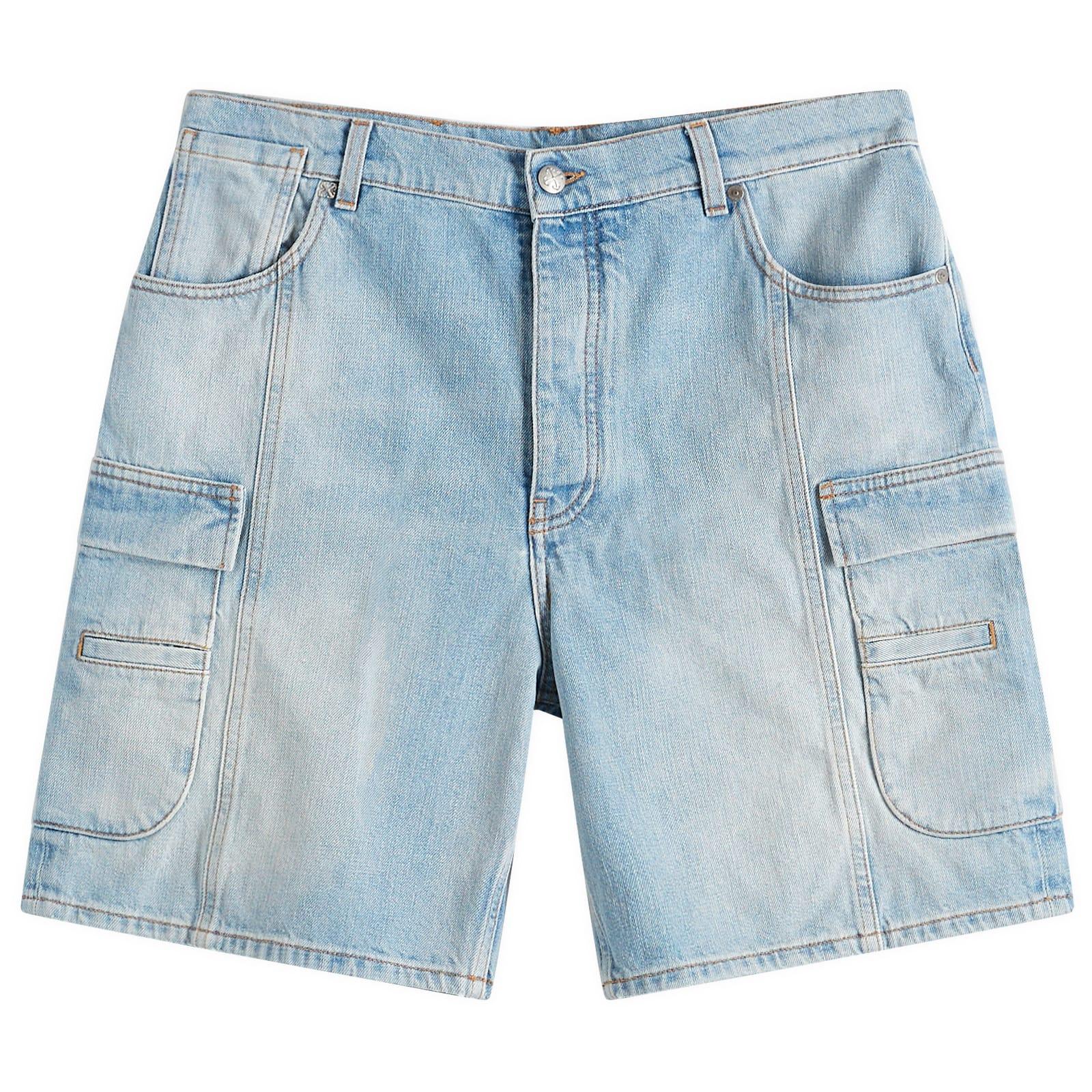 Off-White Women's Denim Cargo Shorts Bleach No Colour
