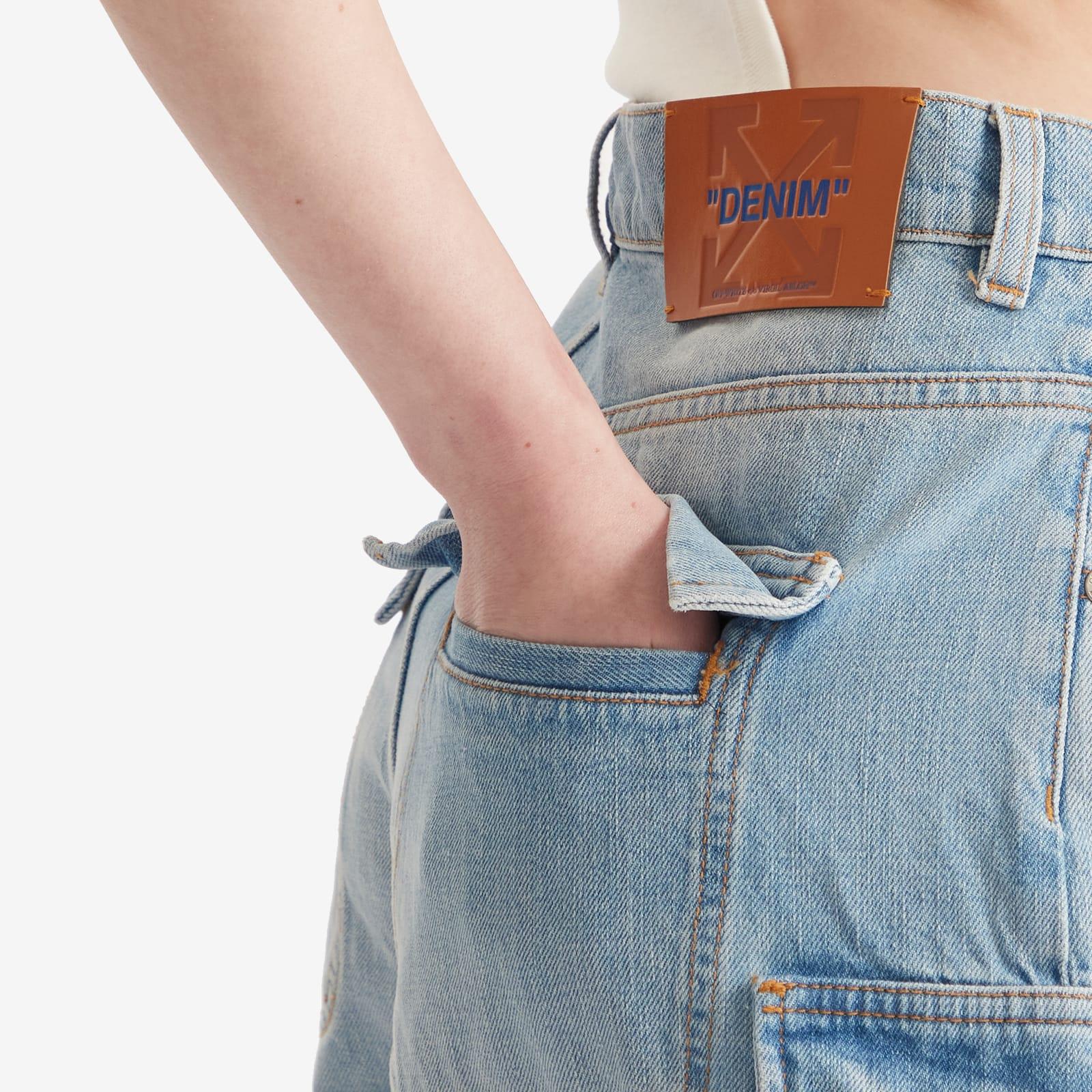 Off-White Women's Denim Cargo Shorts Bleach No Colour